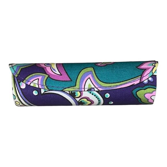 Vera Bradley Heather Hard Clip Eyeglass Readers Case Purple Blue Floral NWOT - Picture 1 of 5